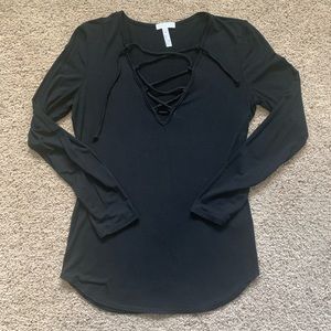 Leith black lace up long sleeve